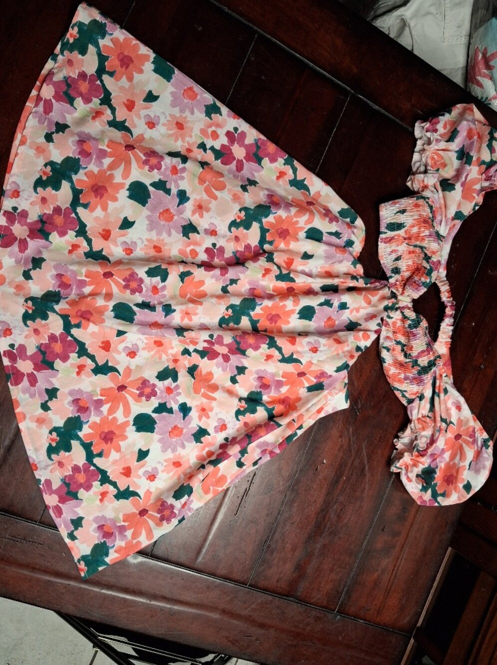 SHEIN Floral Midi Dress in Pink, Orange & Green